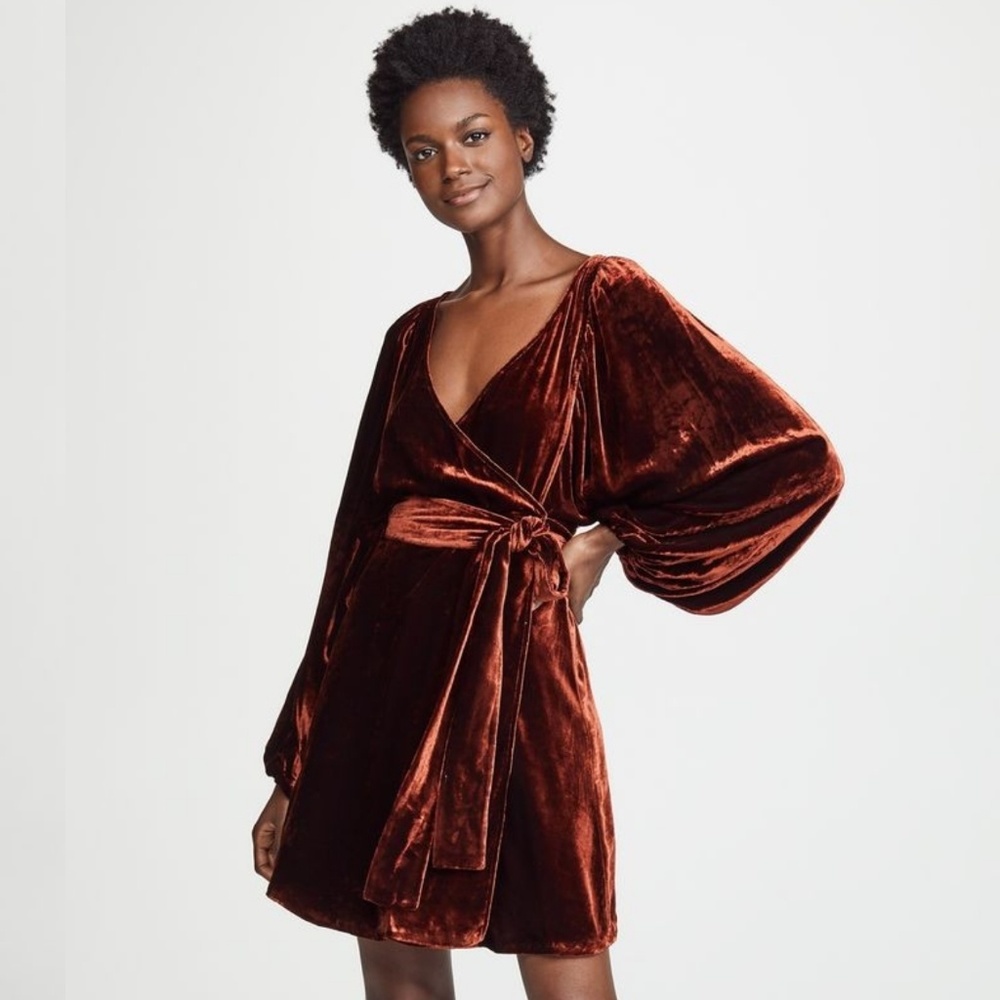 A.L.C. Carlo Velvet Cognac Wrap Dress